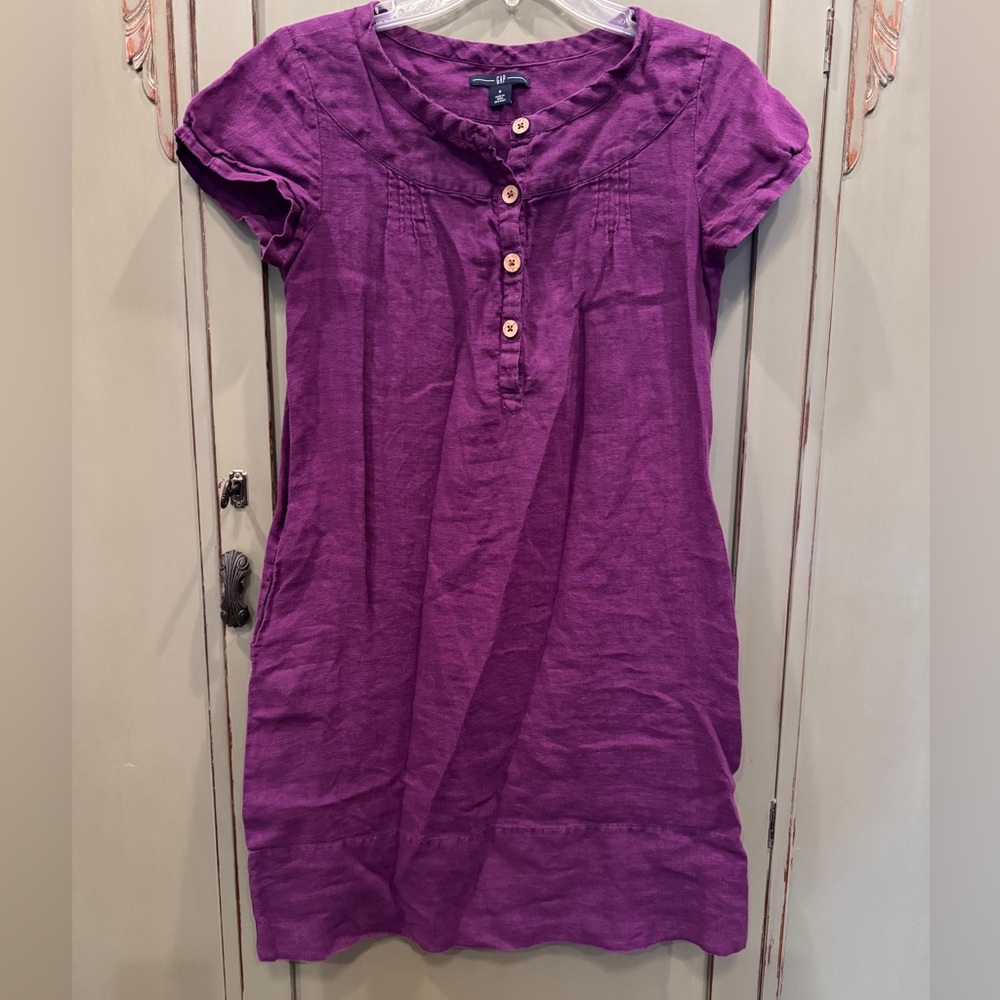 GAP Deep Purple Button-Up linen Dress